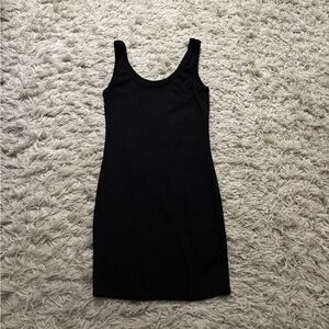 Ailundiya Elegant Black Ribbed Sleeveless Dress Size M